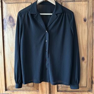 Vintage 90's Black Sheer Pin Stripe Button Up Blouse